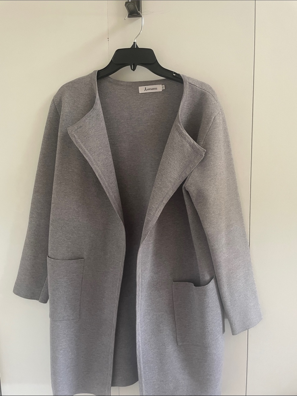 Anrabess Grey Knit Open Front Coatigan
